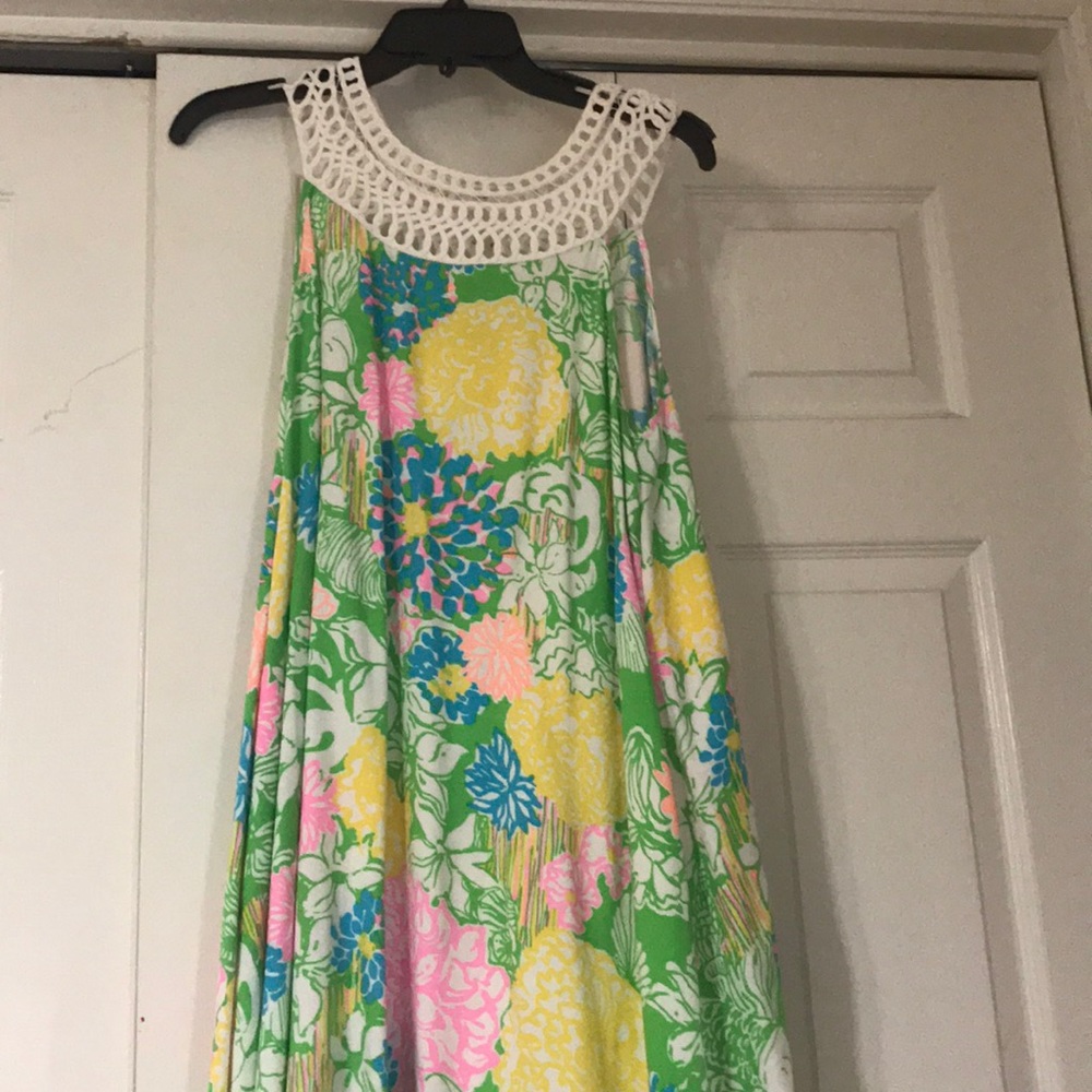 Lilly Pulitzer Green and Yellow Floral Midi Dress